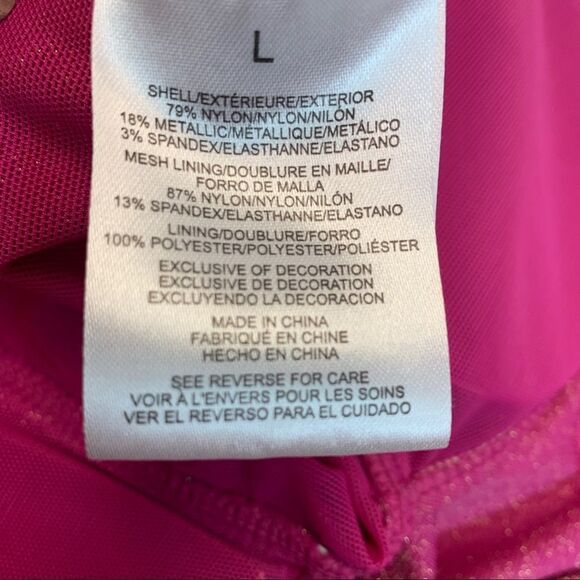 JONES New York Women's Solid Glitter One Piece Swimsuit Fuchsia Sz L NWT - Picture 6 of 10